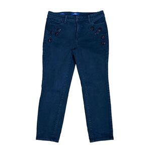 Talbots Jeans Womens Size 12P Flawless Black Slim Ankle Embellished Lmtd Edition